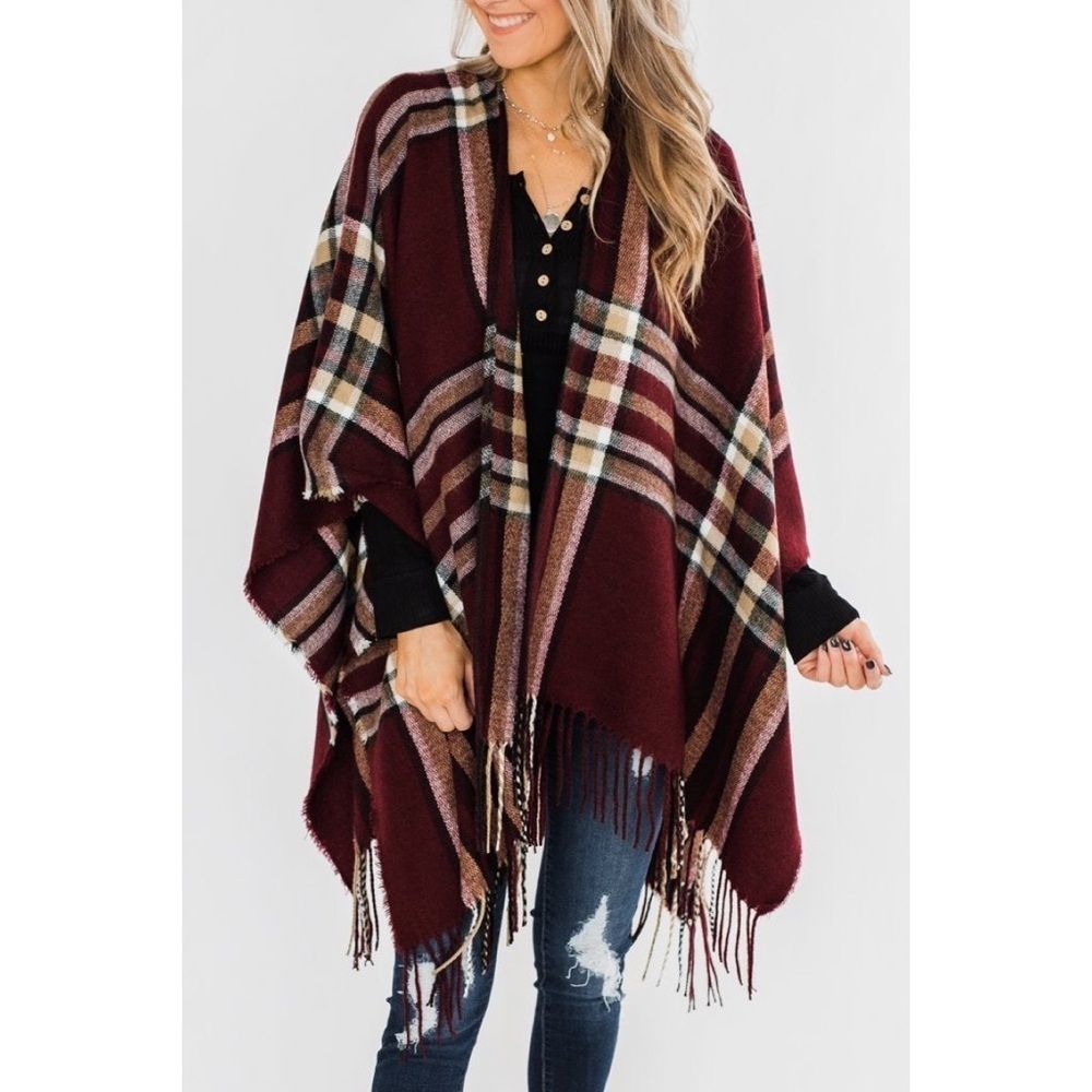 Red plaid shawl